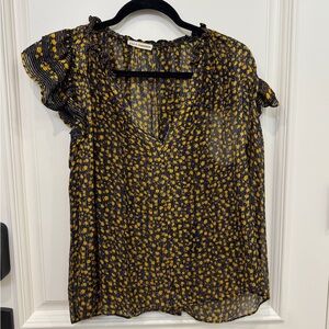 Ulla Johnson Black and Yellow Floral sleeveless Blouse